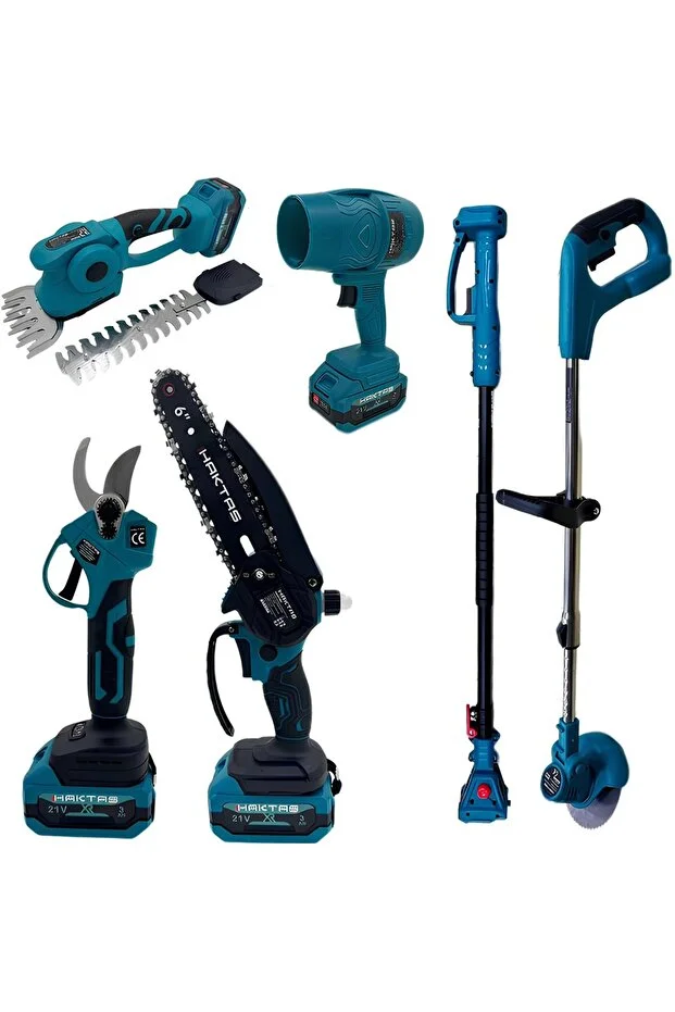 6 ürün 1 Arada Akülü Bahçe Bakım Seti 21V 3Ah (Hava Üfleme, Çit Budama, Dal